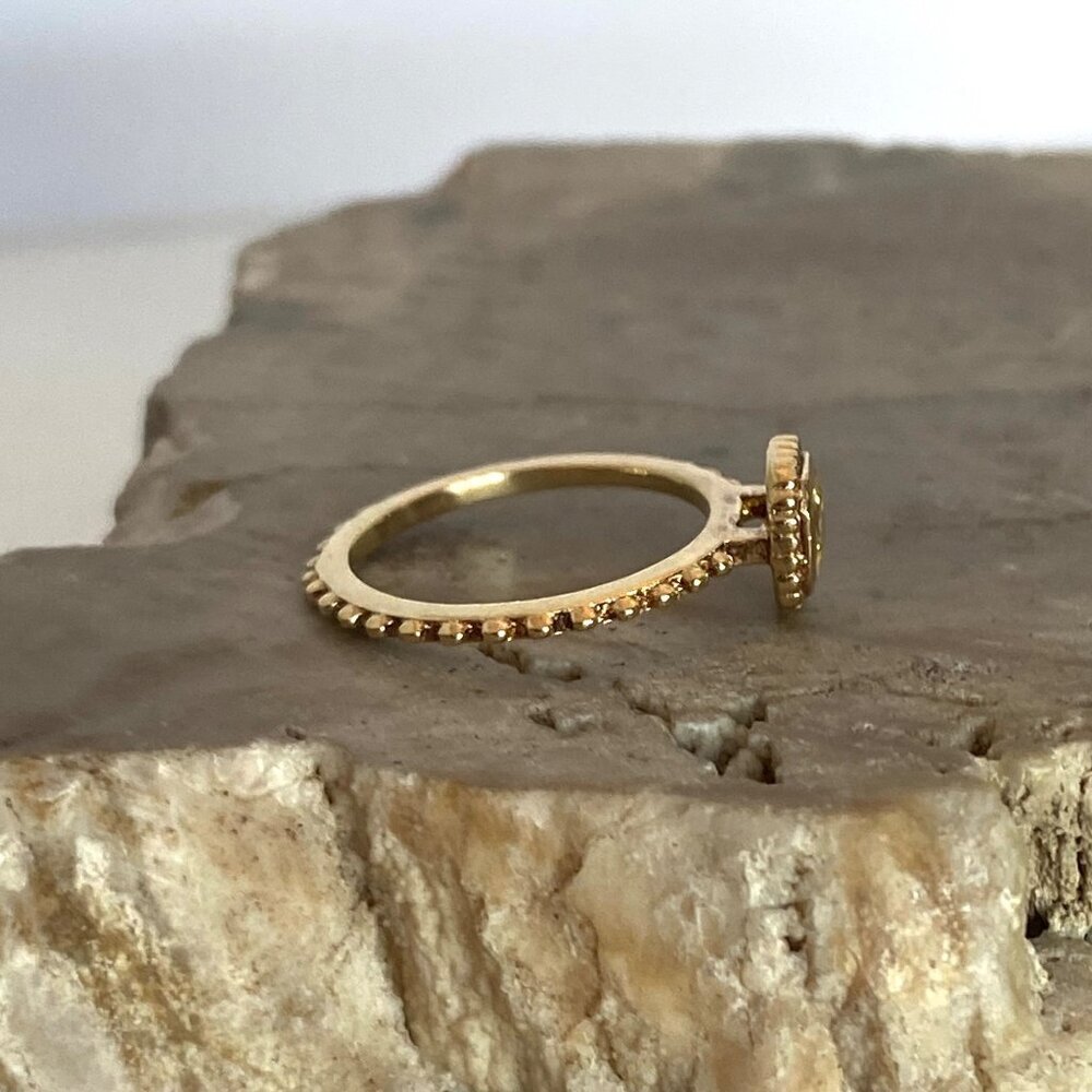 Gold Vermeil Sterling Silver 925 Square Yellow Cubic Zirconia Solitaire Ring 5 - Picture 14 of 16